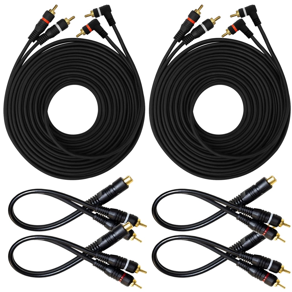Kit 2 Cabo Rca 5mts e 4 Y 2M/1F P/ Módulo Amplificador