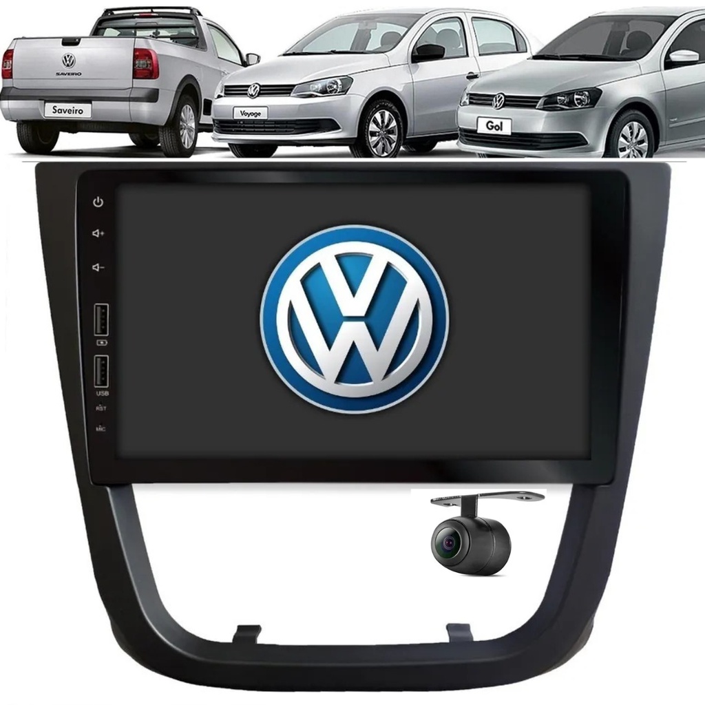 Central Multimidia Gol G6 Voyage G6 Saveiro G6 Mp5 Tela 9 Polegadas Moldura Câmera De Ré