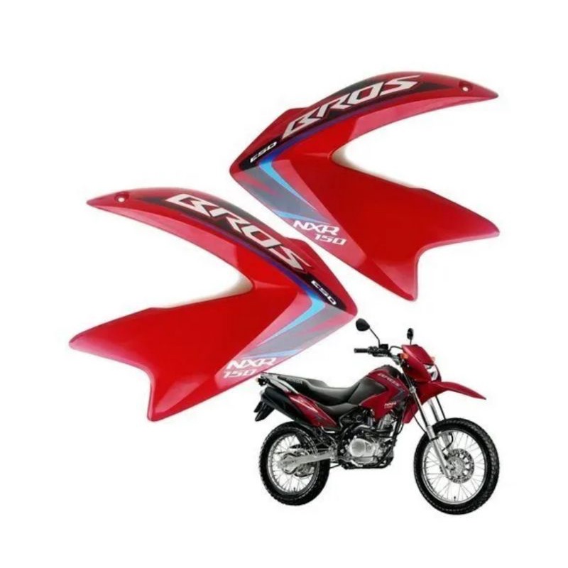 par aba tanque bros 150 2011 2012 vermelha com adesivo em Oferta na Shopee