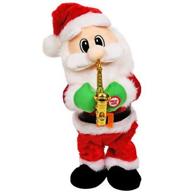 Papai Noel Musical com Movimento e Saxofone 35cm A Pilha Rio Master Xf8222