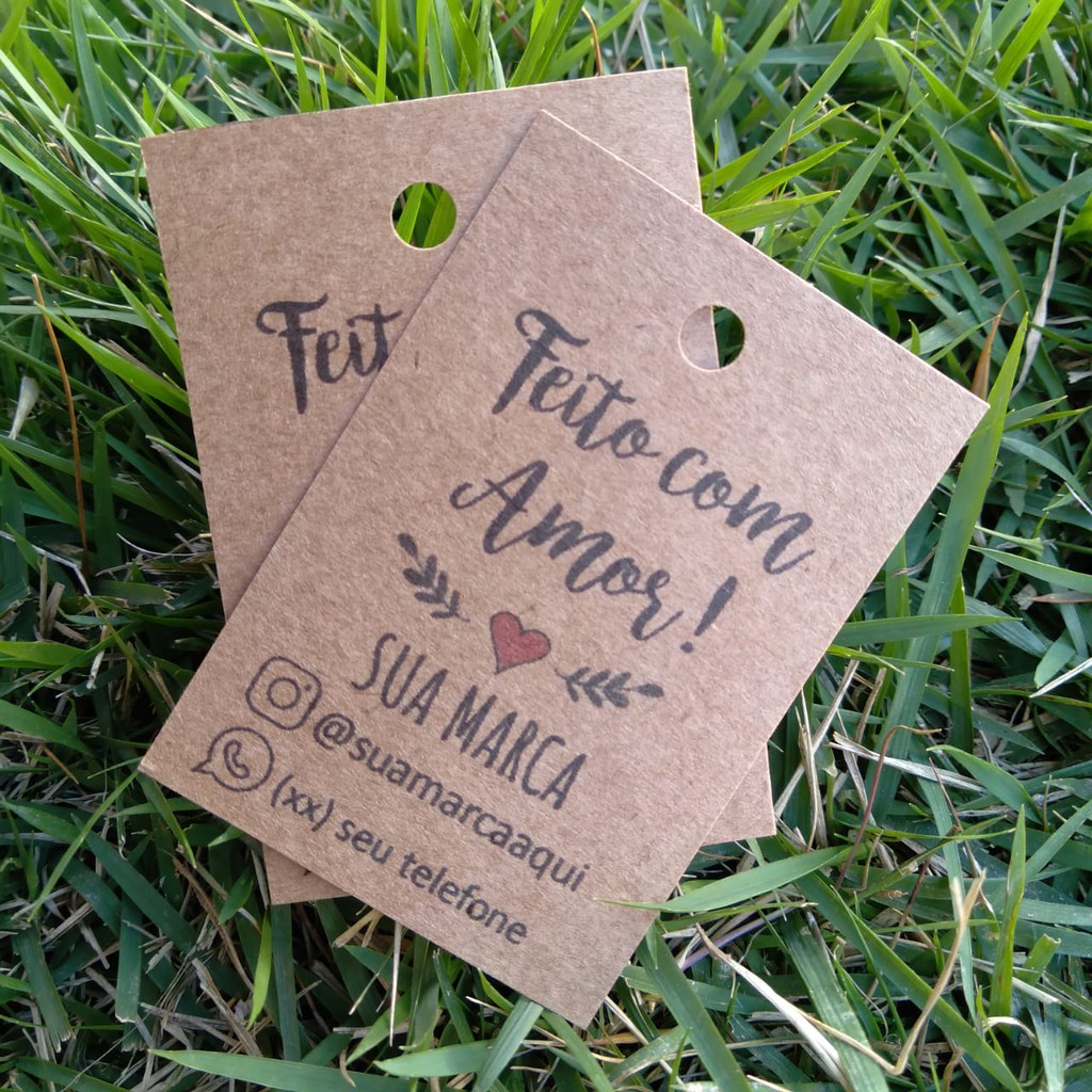 Tag personalizada etiqueta com sua marca 150 unidades em Oferta na Shopee