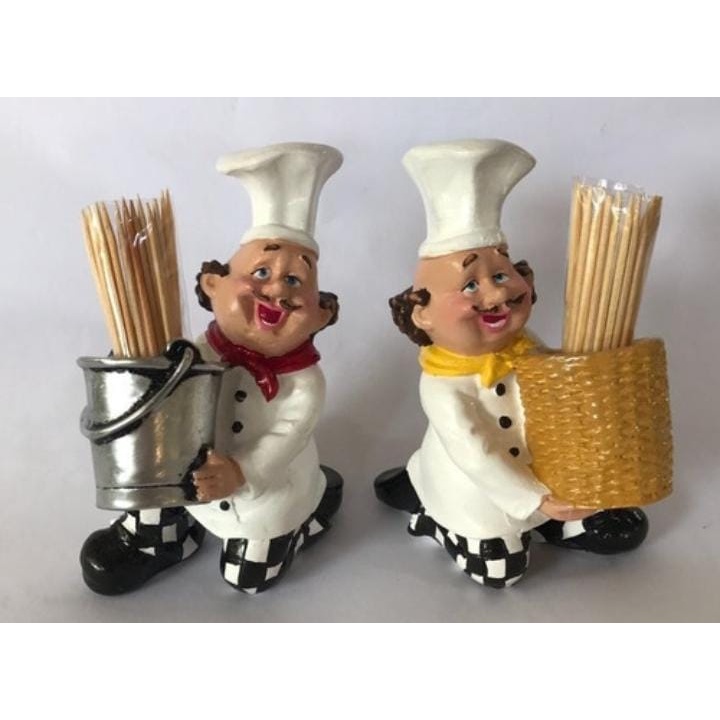 2 Cozinheiro Porta Palito De Dente Paliteiro Enfeite Cozinha