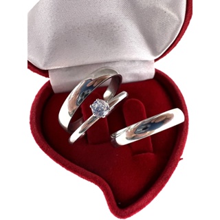 Par de Aliança Prata Fina Lisa Polida Clássica de Namoro/Compromisso/Noivado + Anel Solitário em Oferta na Shopee