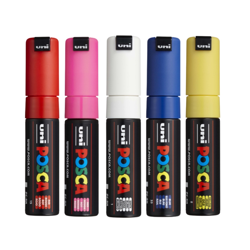 Caneta Posca Pc-8k Chanfrada - Kit 2 c/ 5 cores