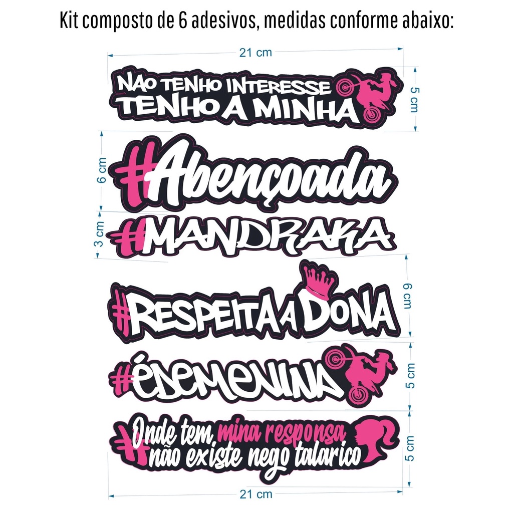 6 faixa adesivos de menina Girl, moto, bike carro, bicicleta