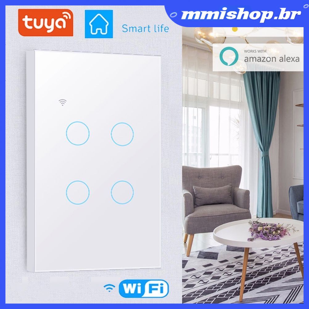 Interruptor de Luz Toque inteligente Tuya Wifi US smart switch 1/2/3