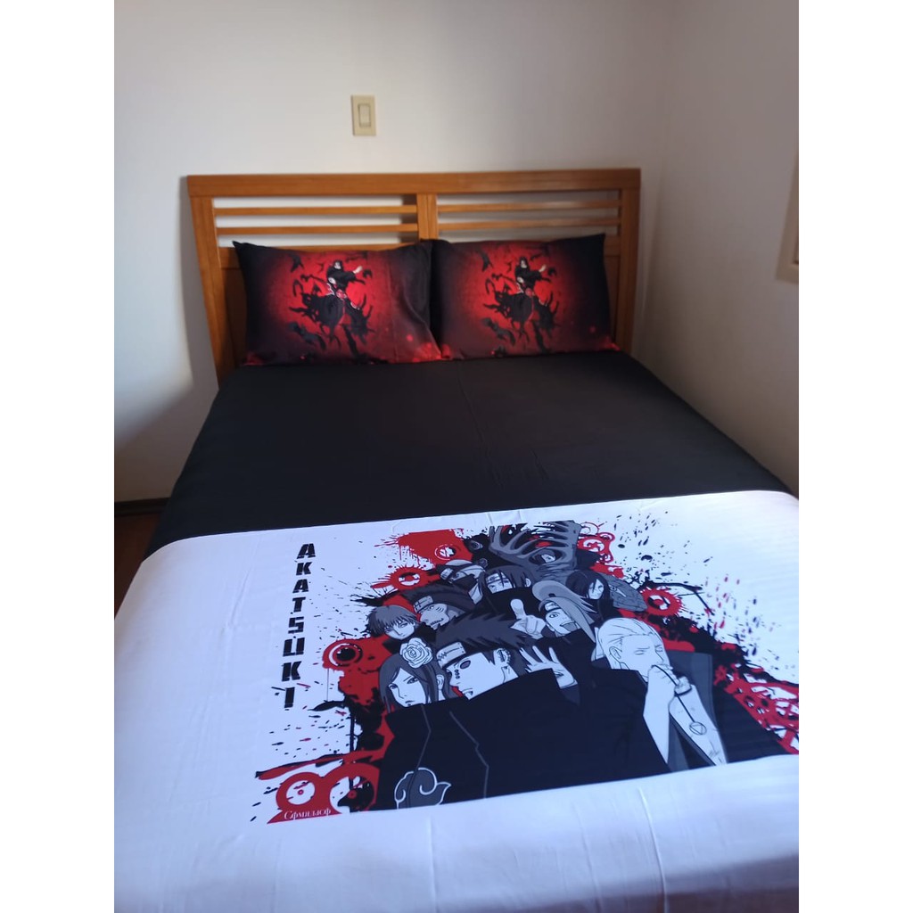 Lençol Casal Akatsuki / Naruto Anime / Geek / Manto da Akatsuki