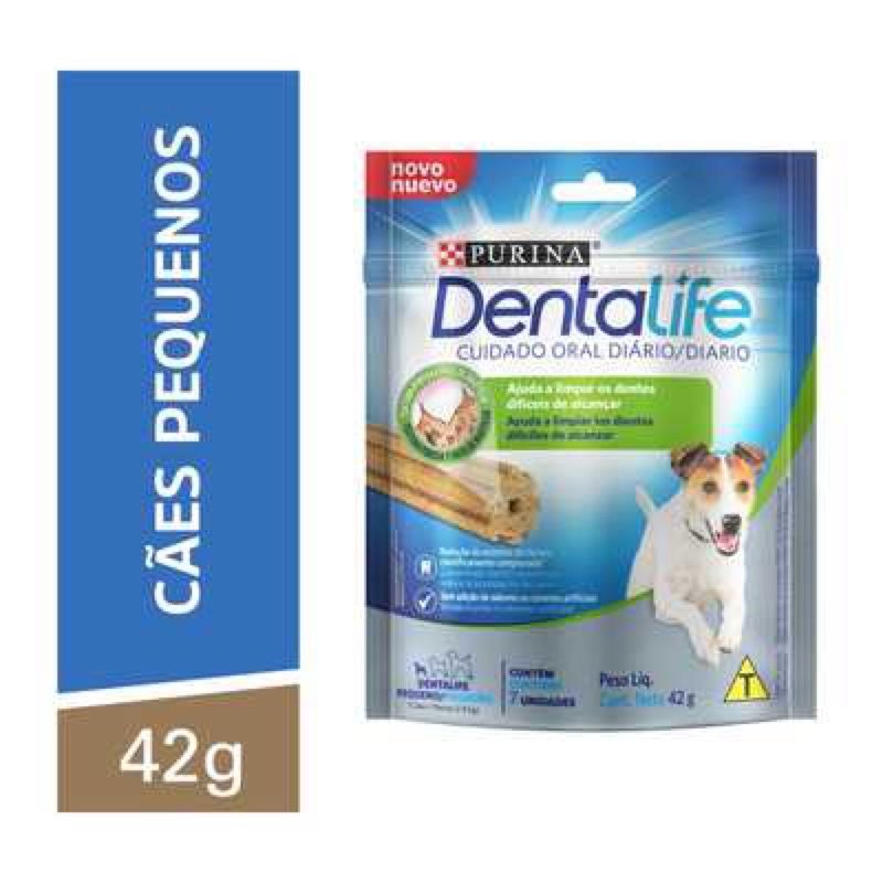Kit 1 a 5 un. - Petisco DENTALIFE Cães Adultos Pequenos Frango 42g
