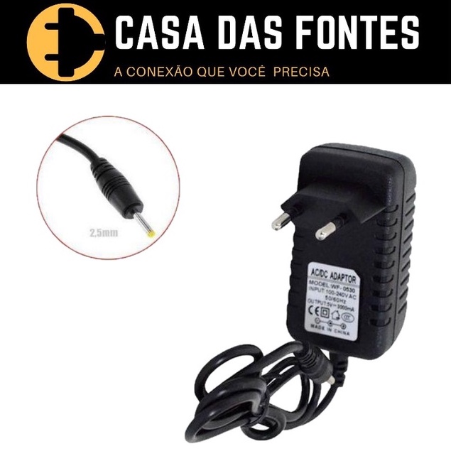 Carregador Fonte Universal 5v 2A 2.5x0.7 Bivolt