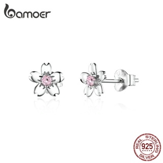 BAMOER Fashion Earring 925 Silver Flowers em Oferta na Shopee