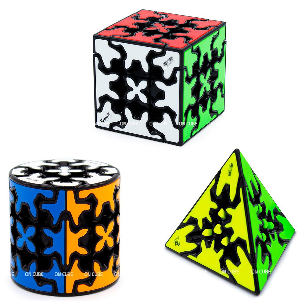 Cubo Mágico Gear Cube + Gear Cilindro + Gear Pyraminx Qiyi (3 cubos)