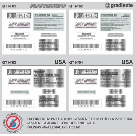 Kit Adesivo Console Super Nintendo Label S-nes Etiqueta Fita