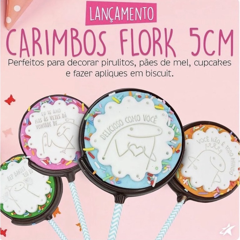 kit 4 carimbos para doces 5 cm flork meme bluestar off em Oferta na Shopee