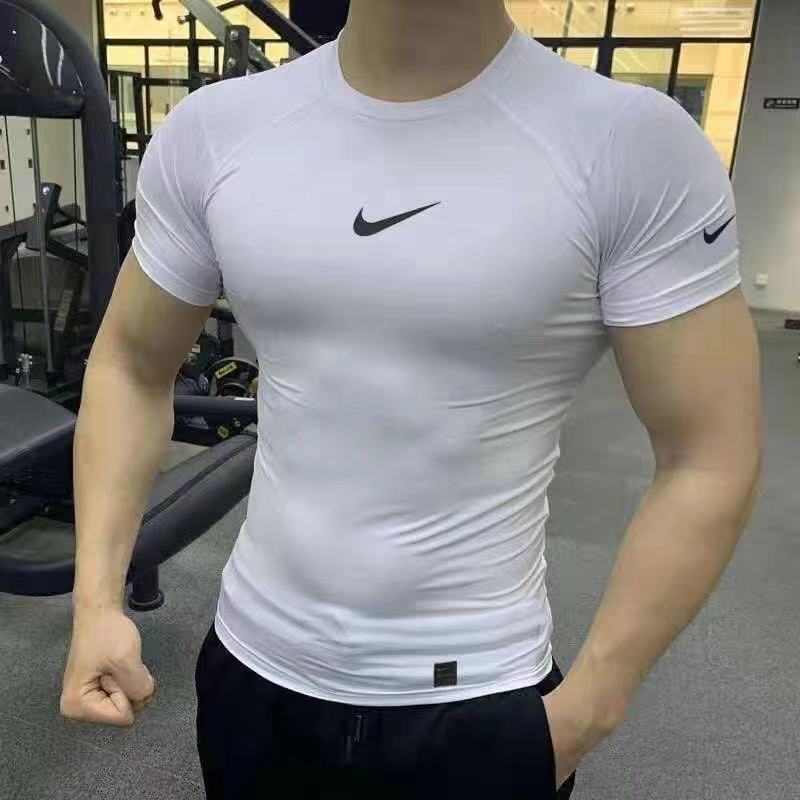 Camiseta Masculina Elástica Secagem Rápida Manga Curta-Esportes Ao Ar Livre Academia Fitness