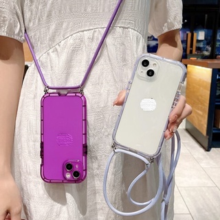 Capa De Celular Flexível Com Cordão De Fronteira Compatível Iphone 13 12 Pro Max 11 XS XR Silicone Anti-Impacto