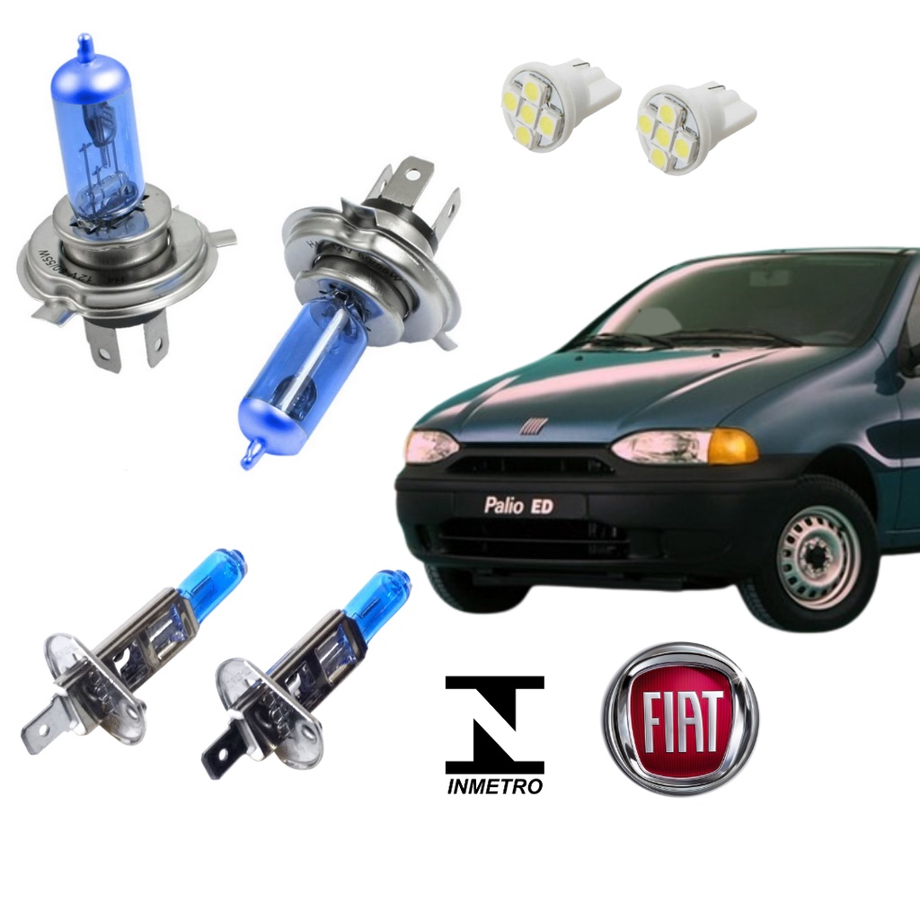 Kit Lampadas Palio Siena Strada G1 96 97 98 99 2000 Super Brancas Farol Foco Simples + Brinde em Oferta na Shopee