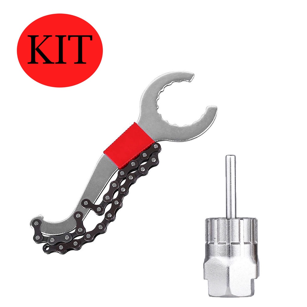 Kit Chave Extrator Movimento Central Hollowtech + Extrator K7 Center Lock Bike/Bicicleta R-22+R-24