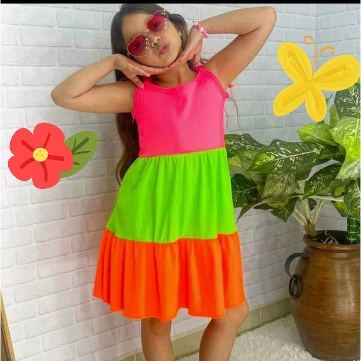Vestido Infanto-Juvenil - 3 Marias - Neon em Oferta na Shopee