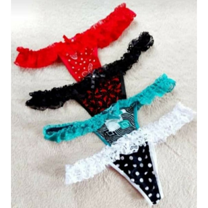 Kit 10 Calcinha babado sexy fio Alicia Perfumadas em Oferta na Shopee