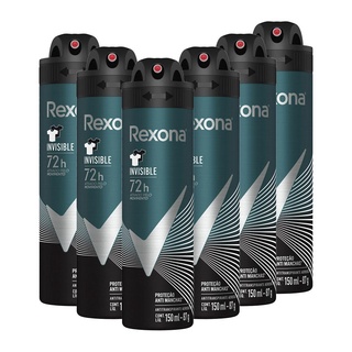 Kit 6 Desodorantes Rexona Men Antitranspirante Aerossol Invisible 150ml