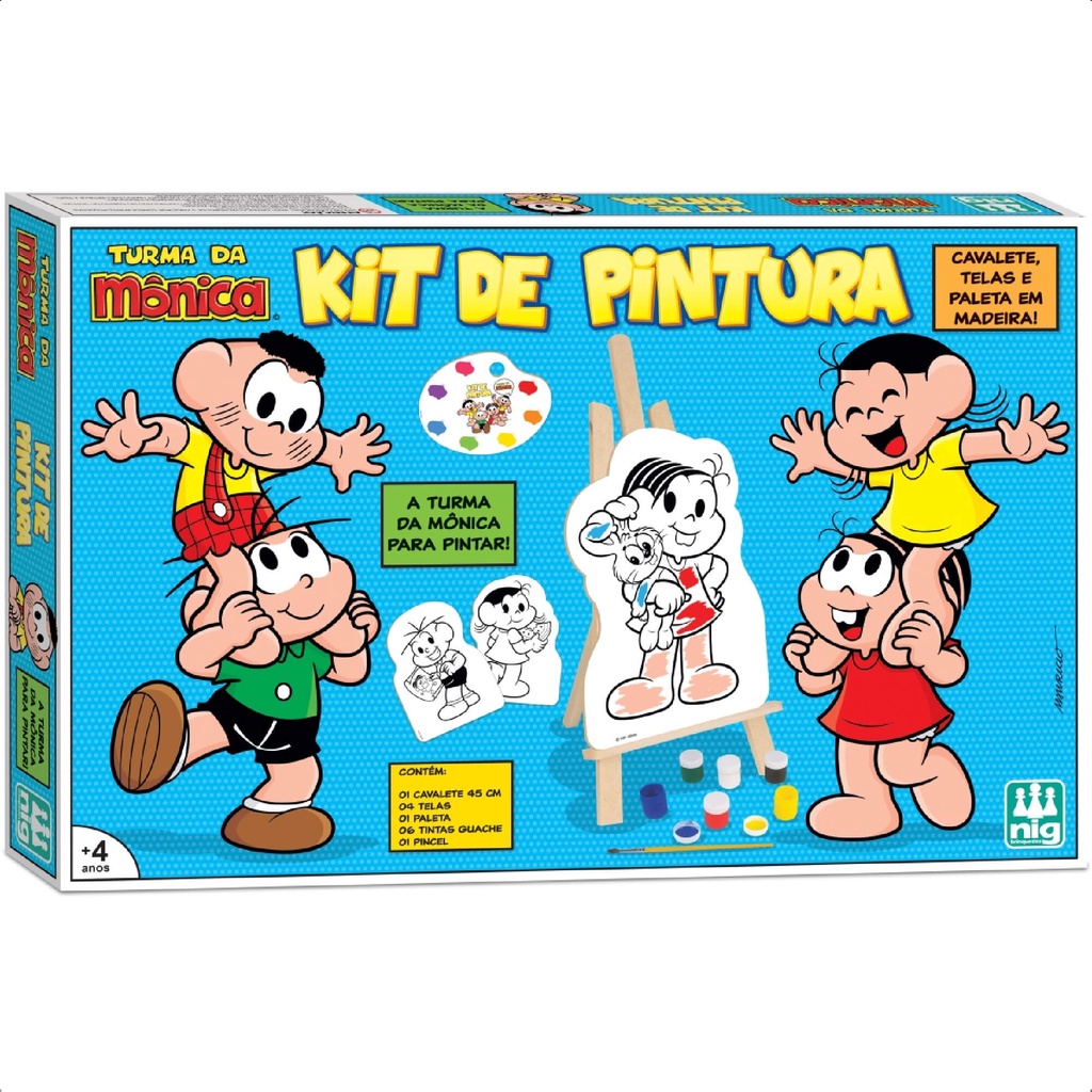 Kit Pintura Infantil Turma Da Mônica Em Madeira Estimula Criatividade Raciocínio Coordenação Motora Nig Brinquedos 0766