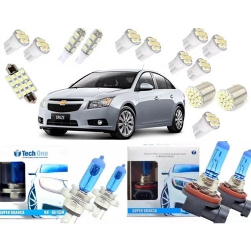 Kit Lâmpada Led Super Branca Gm Chevrolet Cruze Tech One