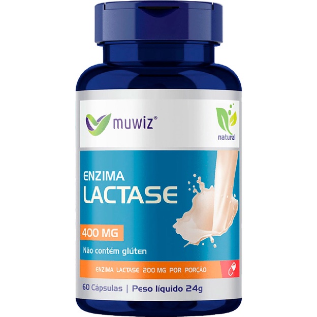 Lactase Muwiz (P/ Intolerância a Lactose) com 60 Caps - 400mg - Produto Original