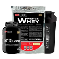 Kit Whey Protein 500g + Power Glutamina 100g + Coqueteleira - Bodybuilders