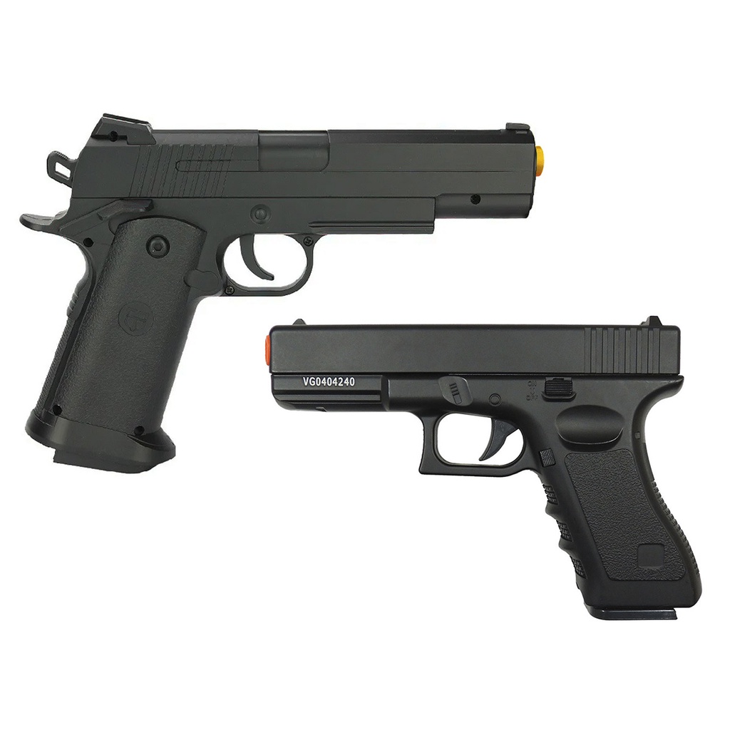 Pistola Airsoft Spring Full Metal Glock V20 e Pistola Toda de Ferro