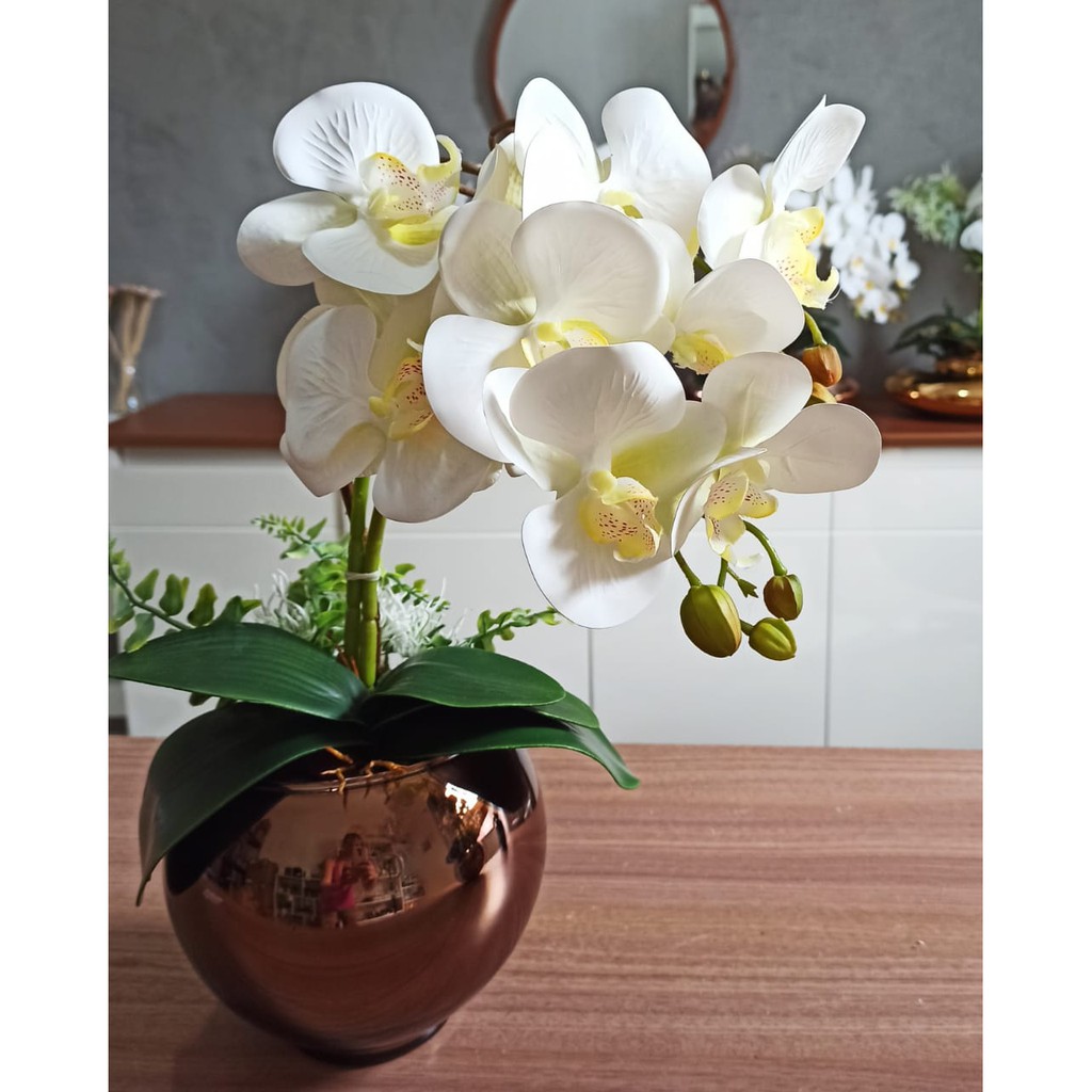 Vaso decorativo de vidro com Orquídeas | Shopee Brasil