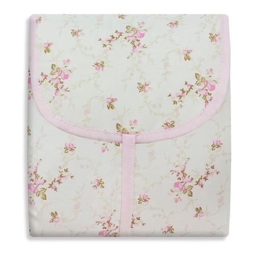 Trocador De Bebê Portátil Com Bolsos 100% Algodão Nervura Rosa Floral