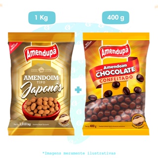 Amendoim Japonês 1Kg + Amendoim de Chocolate Amendupã 400g Qualidade e Sabor em Oferta na Shopee