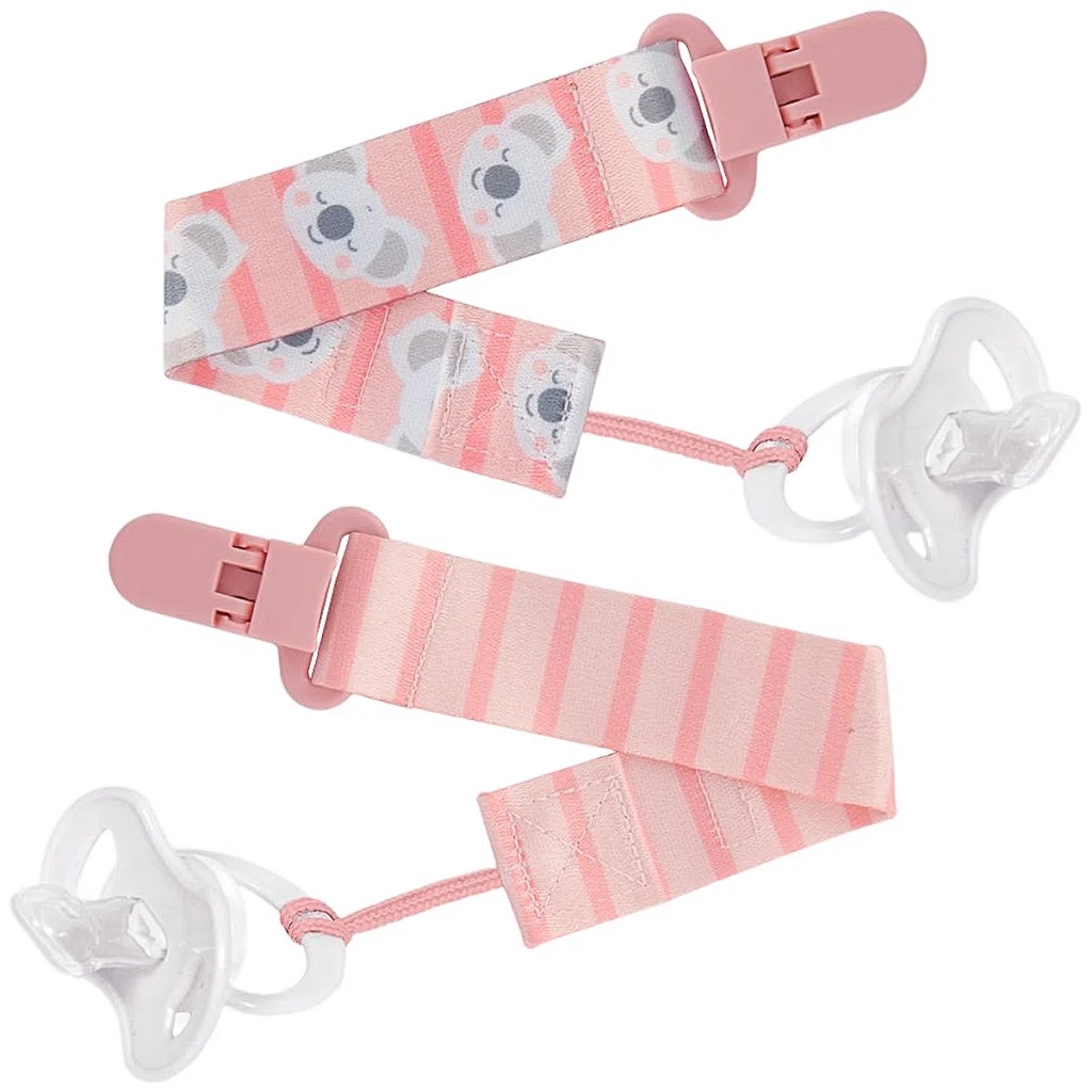 Kit  2 Prendedores de Chupeta Coala Rosa 14496 - Buba em Oferta na Shopee