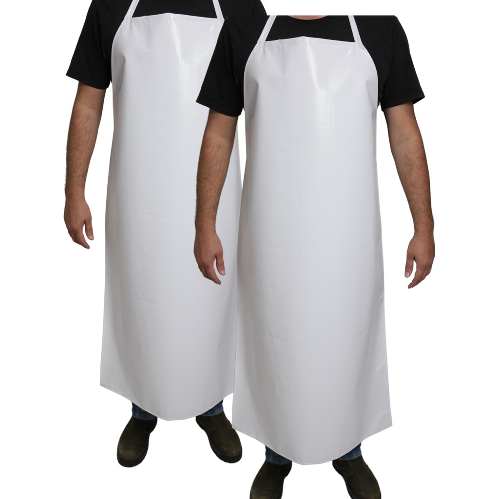 Kit 2 Avental Branco Higiênico Impermeável Açougue Peixaria Padaria Pizzaria Bar