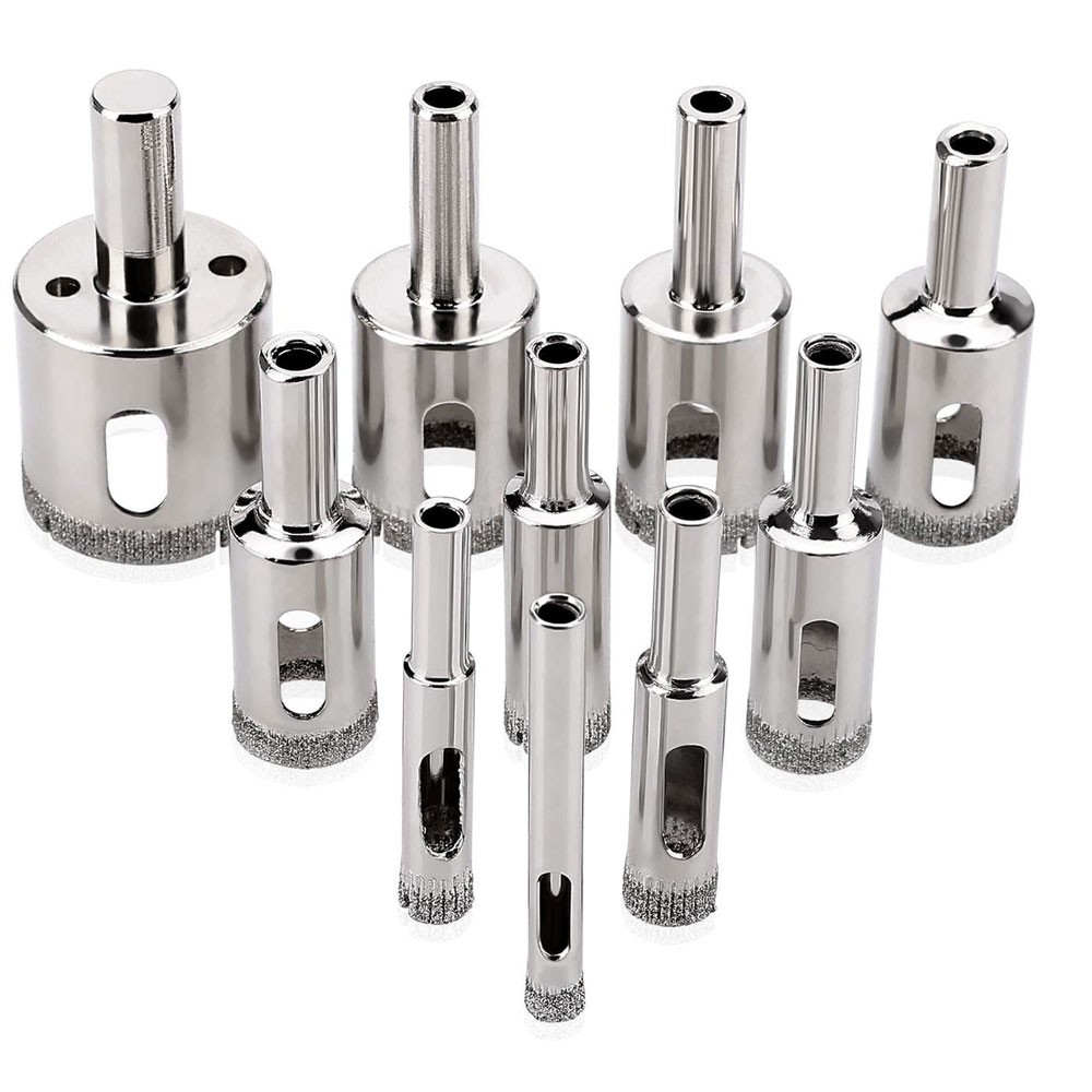 Kit 10 Brocas Diamantadas 6 a 50mm Fura Vidro Mármore Piso Cerâmica Granito