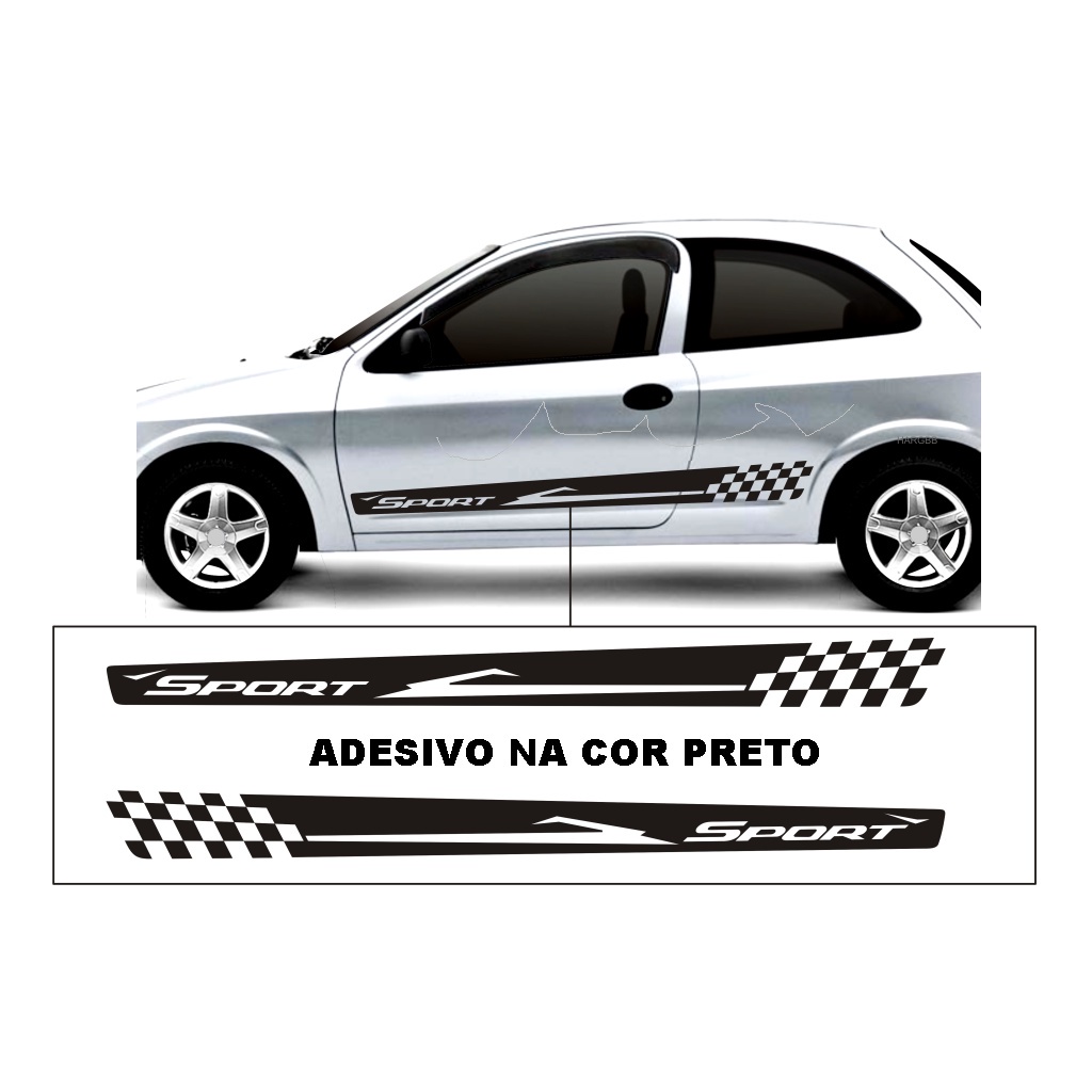 Adesivo Decorativo Para Carro Celta Faixa Lateral Escrito Sport ...