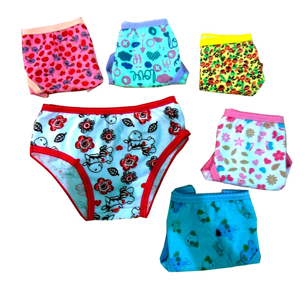 5 Peças Calcinha Infantil Estampada Em Algodão Modelo Básico Sortidas Ótima Qualidade