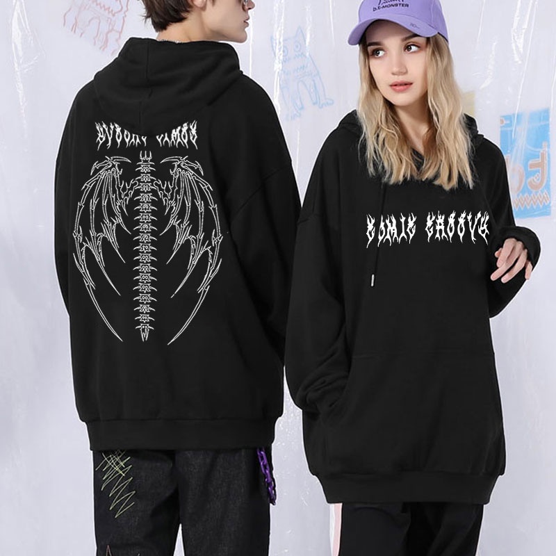 Spring Streetwear Preto Top Girl Branco Gótico Super Dalian Moletom Streetwear Hip Hop Feminino Moda Casal Moletom da High Street