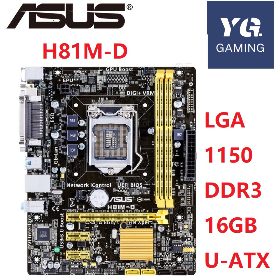 Placa Mãe De Mesa Asus H81MD LG 0 DDR3 Para22nm CPU USB2.0 USB 3.0