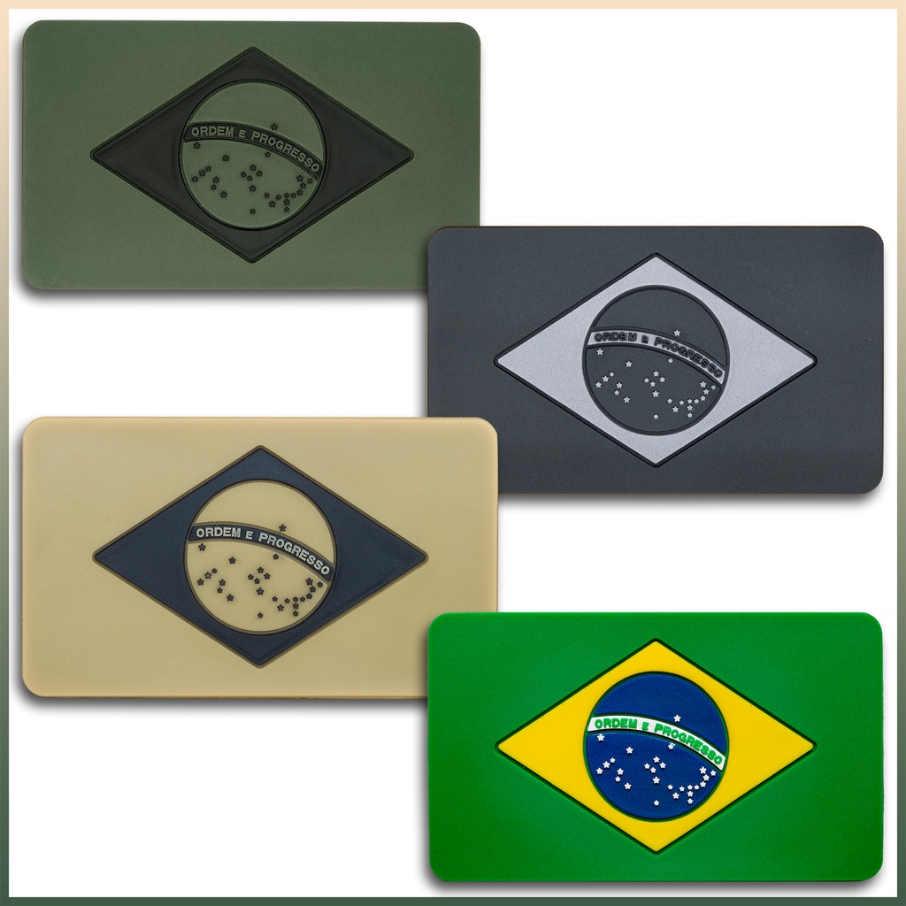 Patch Emblema PVC Emborrachado Da Bandeira Do Brasil Com Fecho de