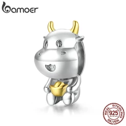 Bamoer 925 Sterling Sliver Sorte Vaca Encantos Pingente De Moda Personalidade Mulheres Pulseira Acessórios Scc1709