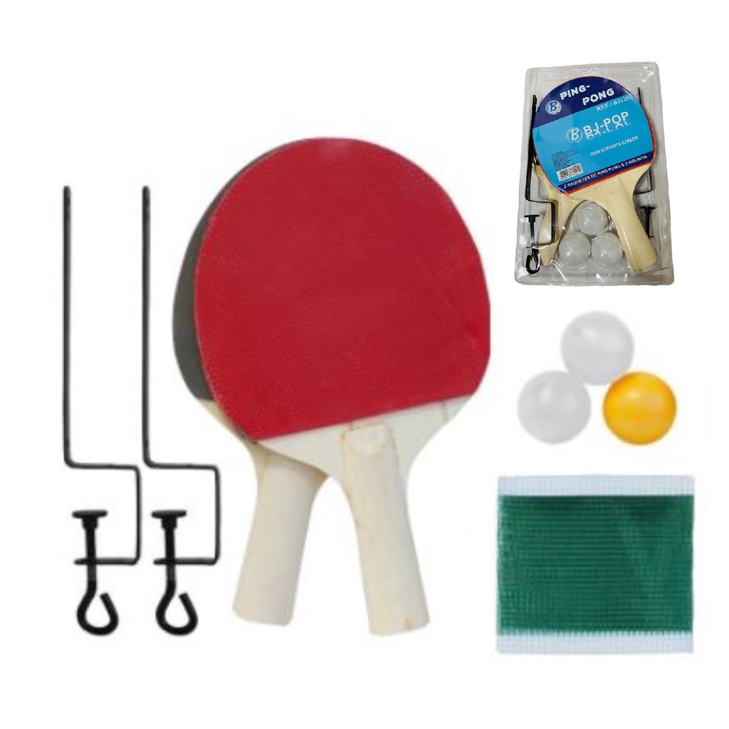 Kit Ping Pong Tênis de Mesa Com 2 Raquetes E 3 Bolinhas