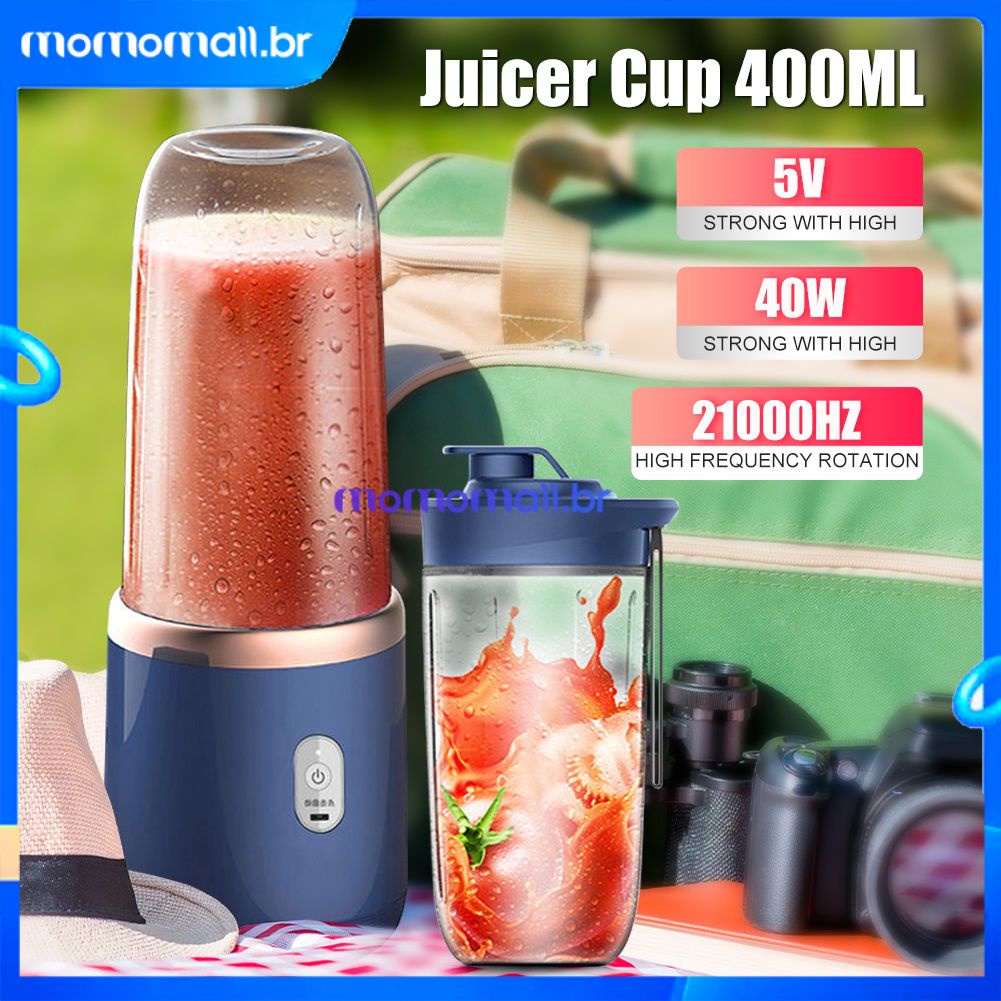 Portátil 6 Lâminas Suco De Frutas 400ML/500ml Mini Liquidificador/espremedor com copo Juicer Elétrico Recarregável USB Elétrico Pequeno Automático Misturador Leite Smoothie De Gelo