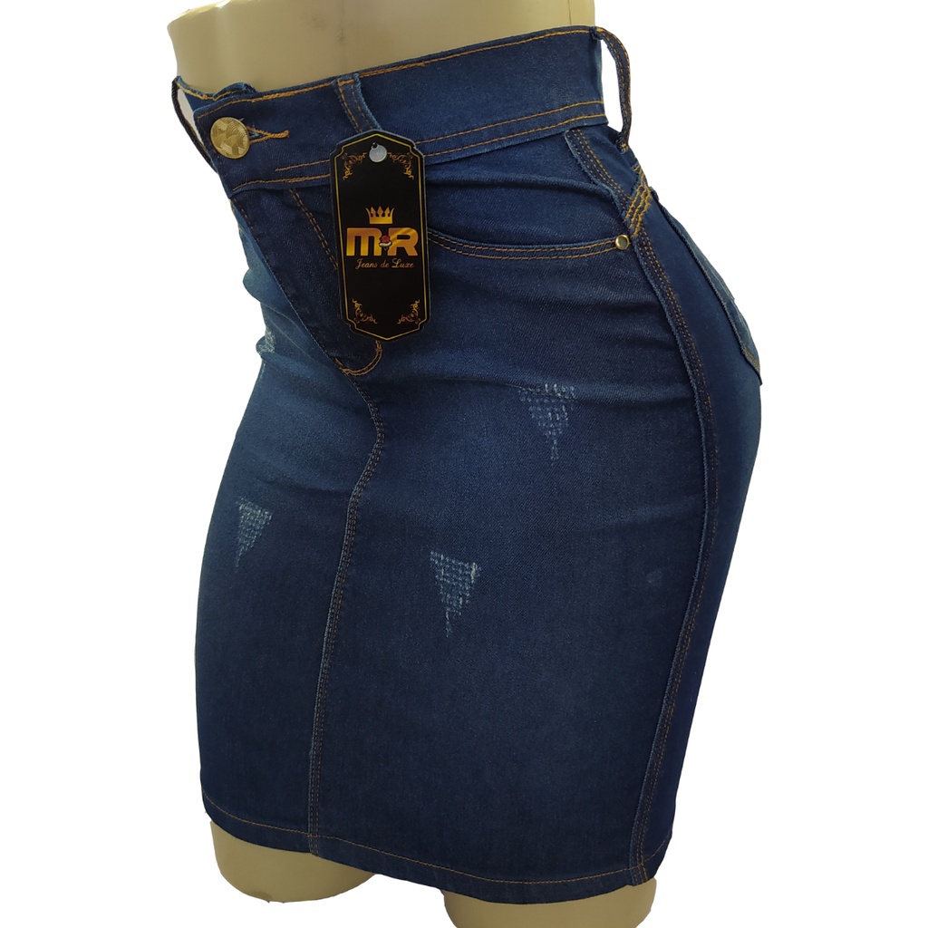 Saia Feminina Jeans Evangelica Secretaria Com Lycra Elastano em Oferta na Shopee