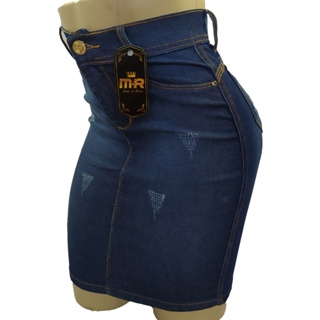 Saia Feminina Jeans Evangelica Secretaria Com Lycra Elastano em Oferta na Shopee