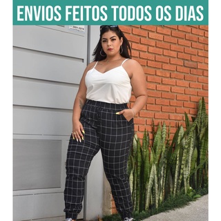 Calça xadrez 2024 plus size