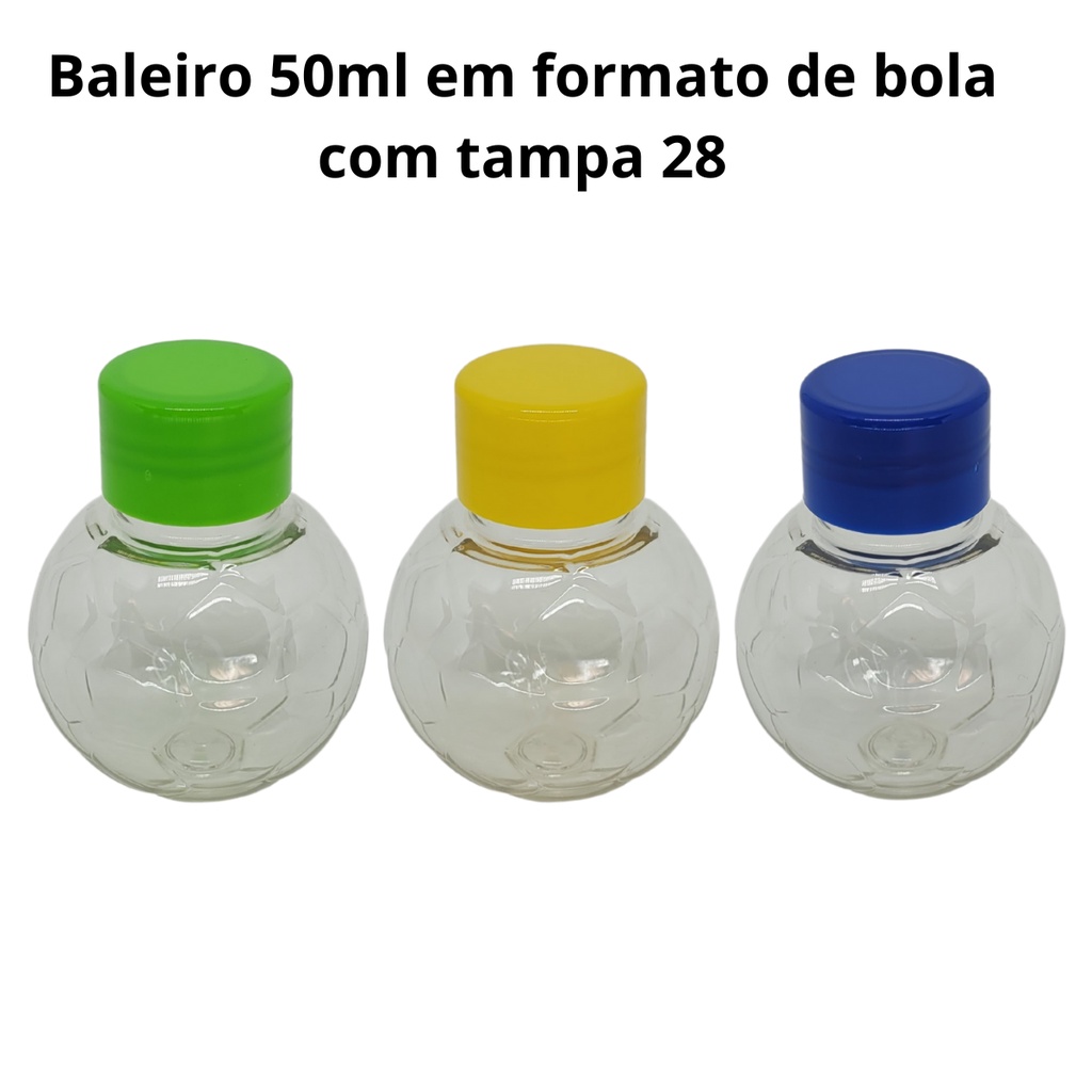100 Mini Baleiro Bola 50ml - Lembrancinha - Brasil - Futebol
