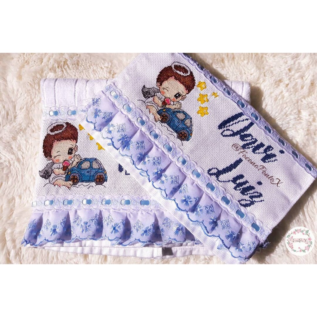 Conjunto De Toalha De Banho Para Bebe Bordado Em Ponto Cruz Personalizada Shopee Brasil