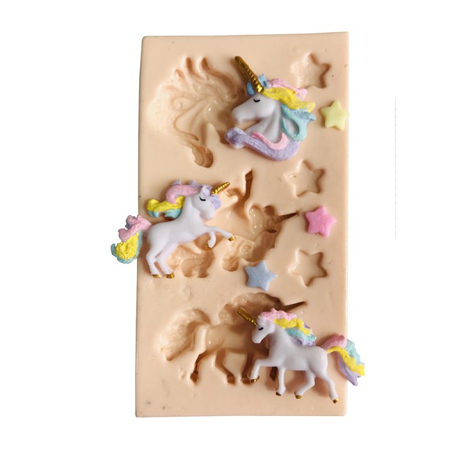Molde de Silicone Mini Unicórnio Aplique - Biscuit, Resina, Pastas e etc... (B 425)