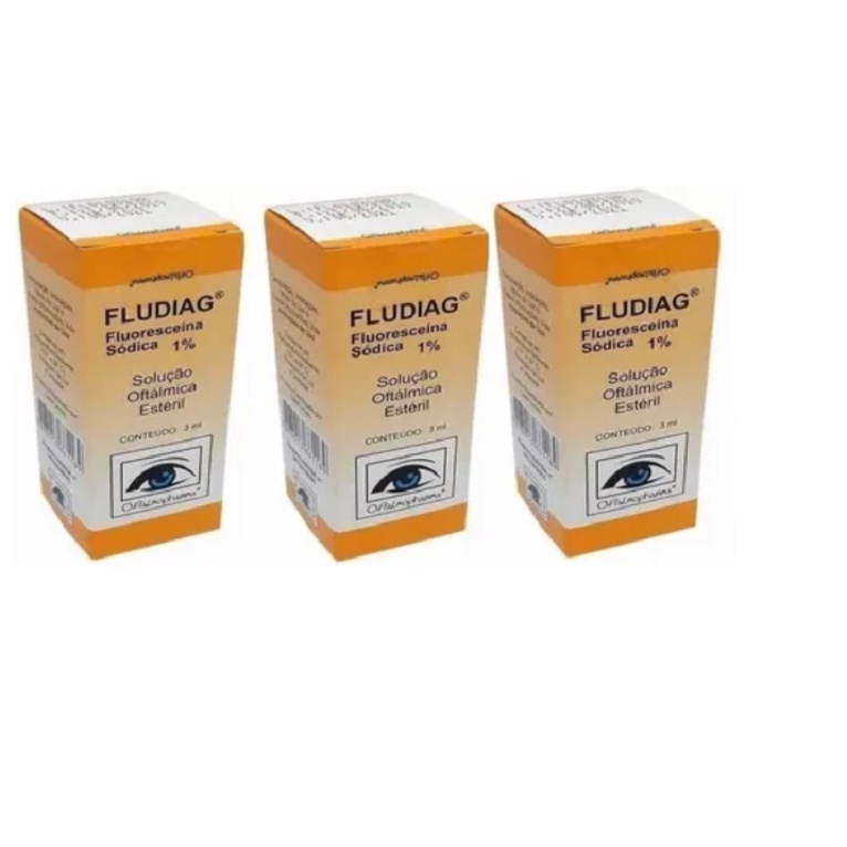 kit 3 Colírios Fluoresceina Sodica 1% Fludiag